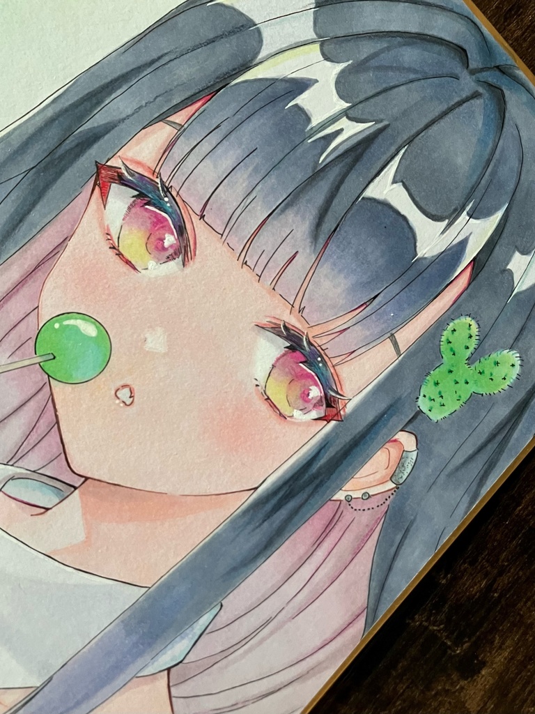 手描きアナログ色紙一点物 コピック色紙 tikutikuちゃん 原画販売