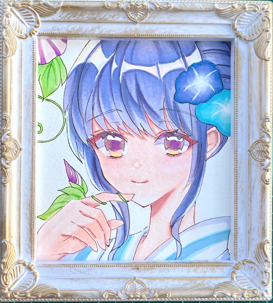 コピック原画/原画販売/朝顔さん/額装原画販売