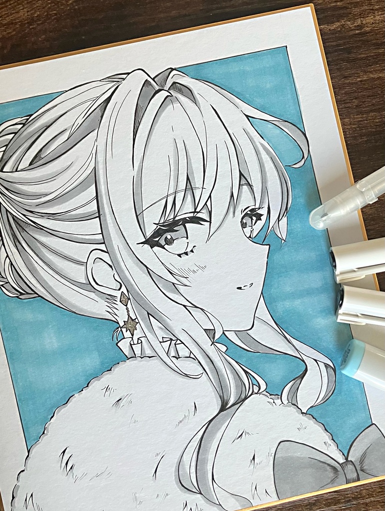 コピック原画色紙/原画販売/手描き色紙/雪の女王さま