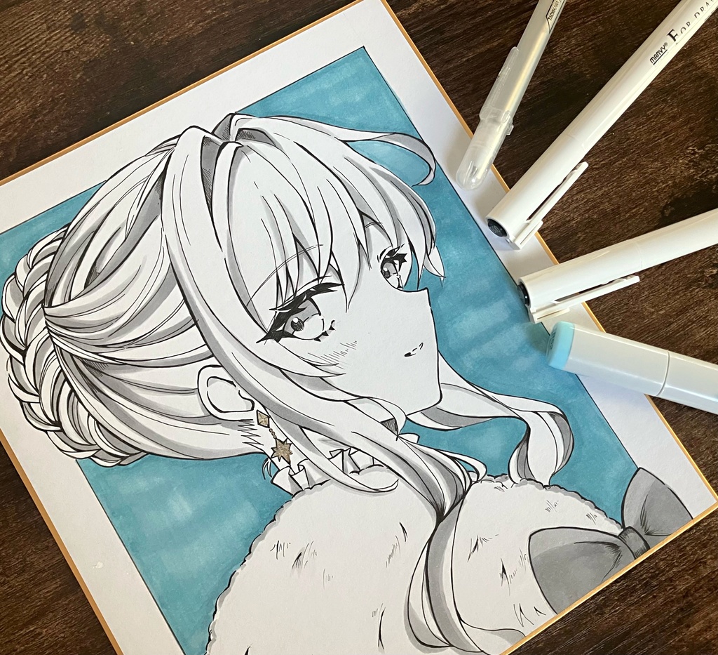 コピック原画色紙/原画販売/手描き色紙/雪の女王さま