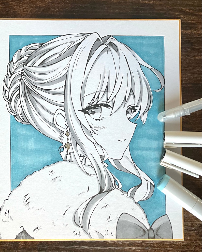 コピック原画色紙/原画販売/手描き色紙/雪の女王さま