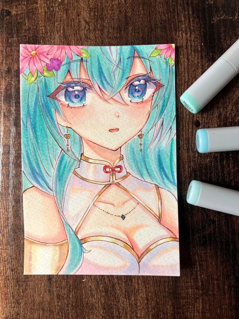 手描きのポストカード 原画一点物 コピック手描き