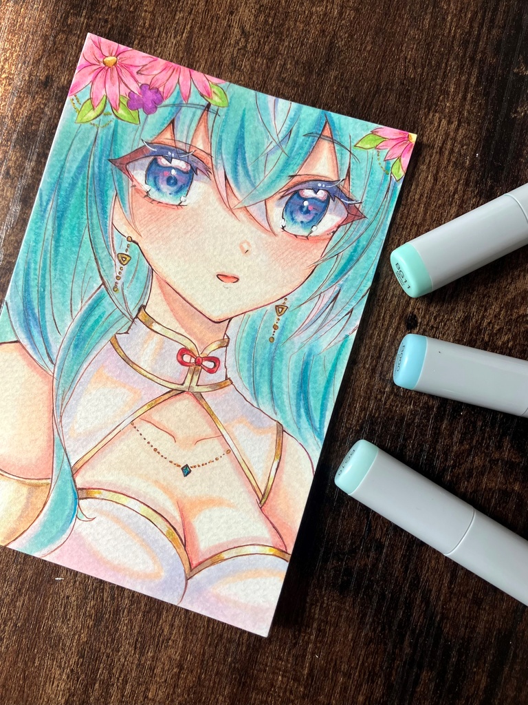 手描きのポストカード 原画一点物 コピック手描き