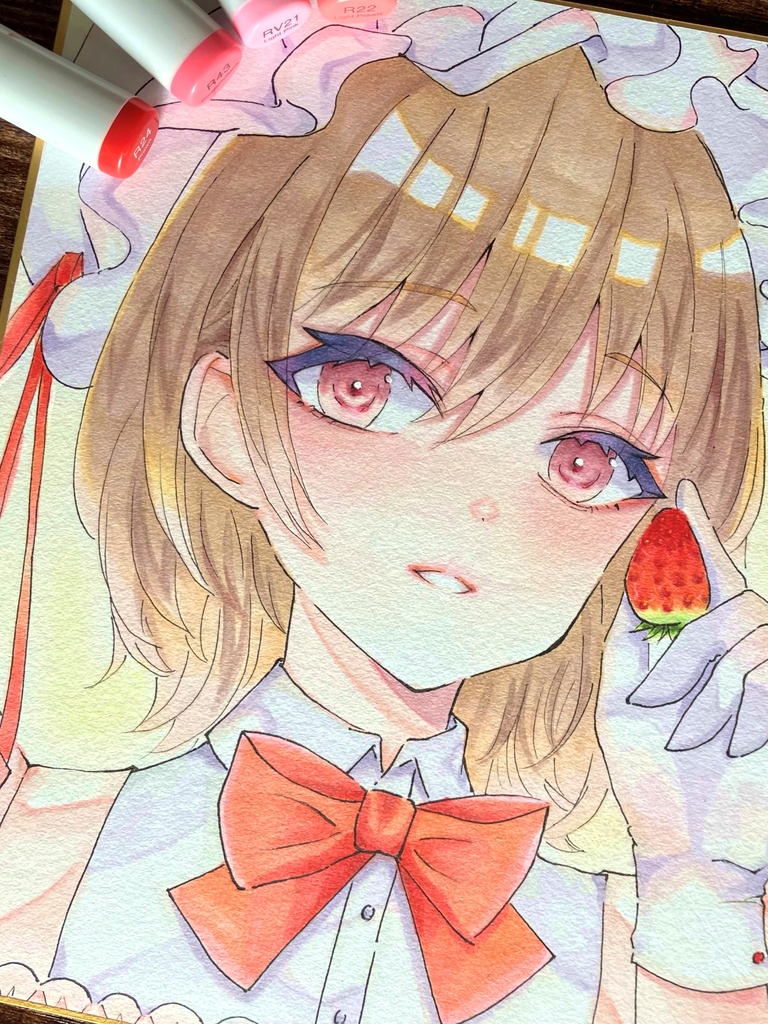 🍓いちごちゃん アナログ原画 色紙一点物 手描き色紙