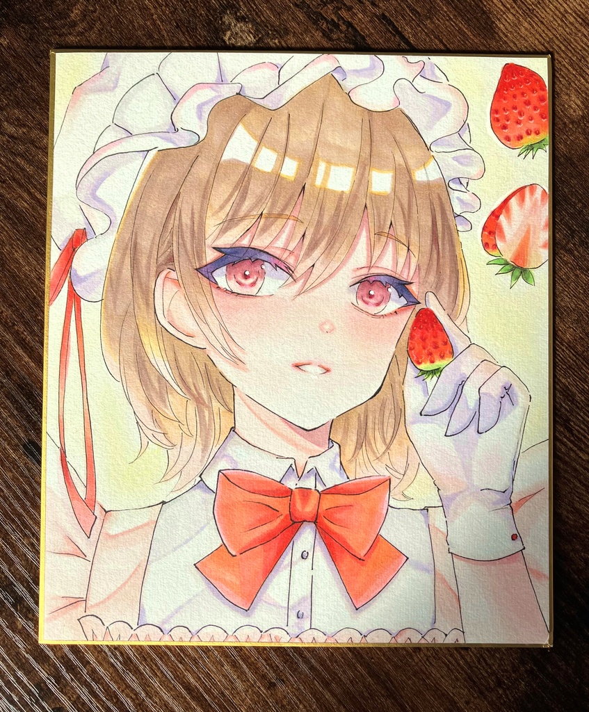 🍓いちごちゃん アナログ原画 色紙一点物 手描き色紙