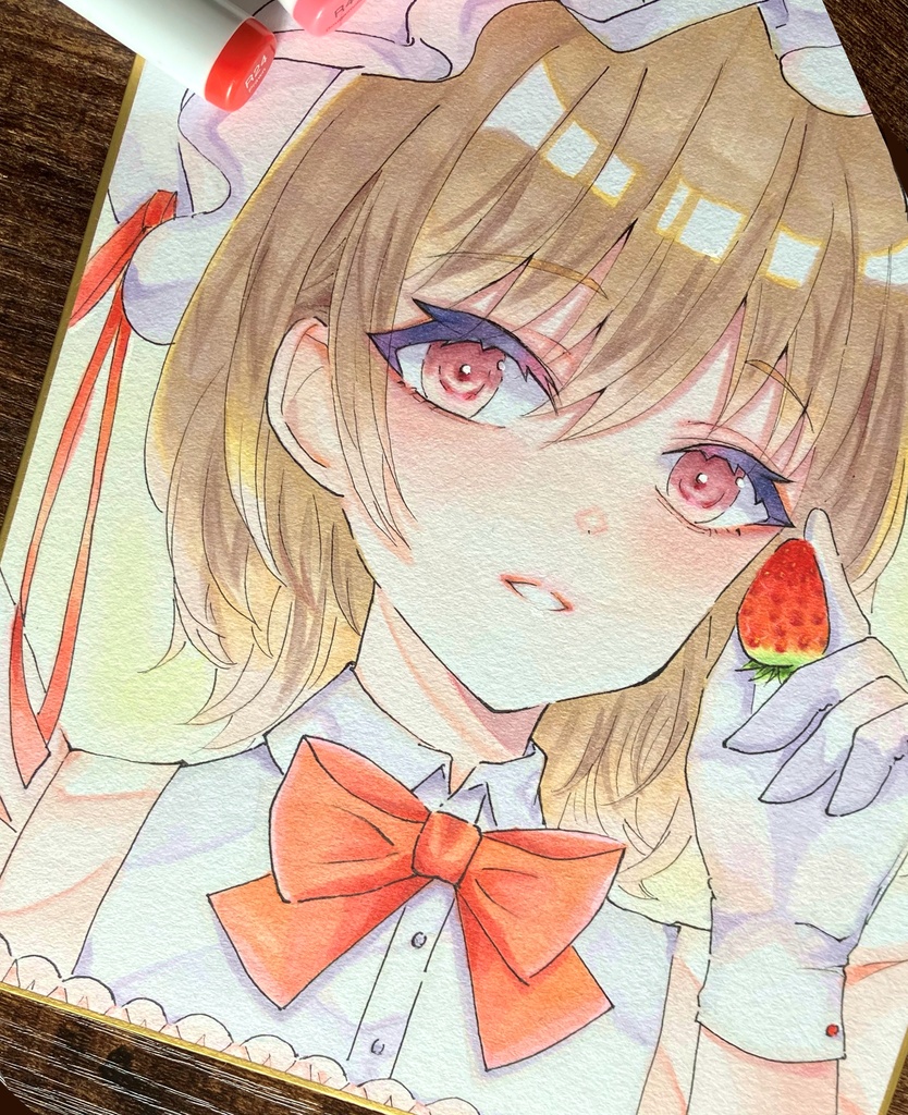🍓いちごちゃん アナログ原画 色紙一点物 手描き色紙