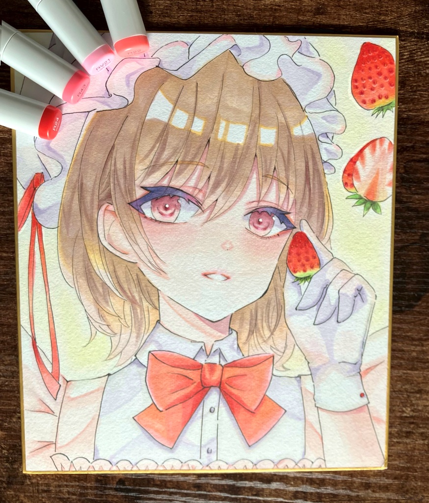 🍓いちごちゃん アナログ原画 色紙一点物 手描き色紙