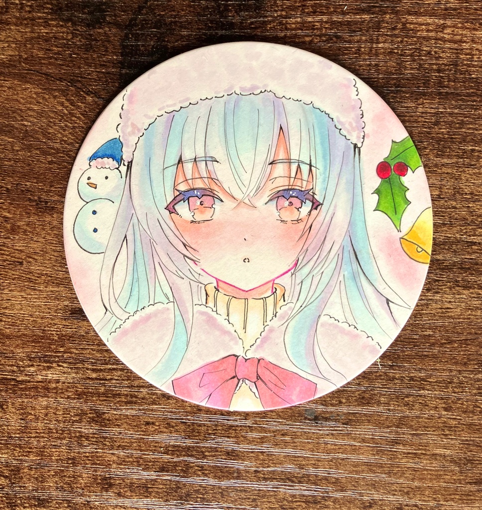 手描きコースター サンタガールちゃん コピック原画