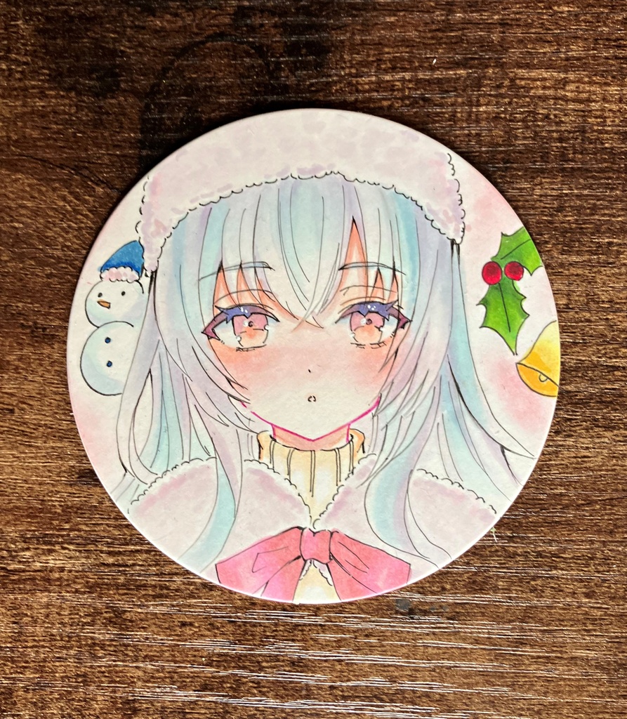 手描きコースター サンタガールちゃん コピック原画