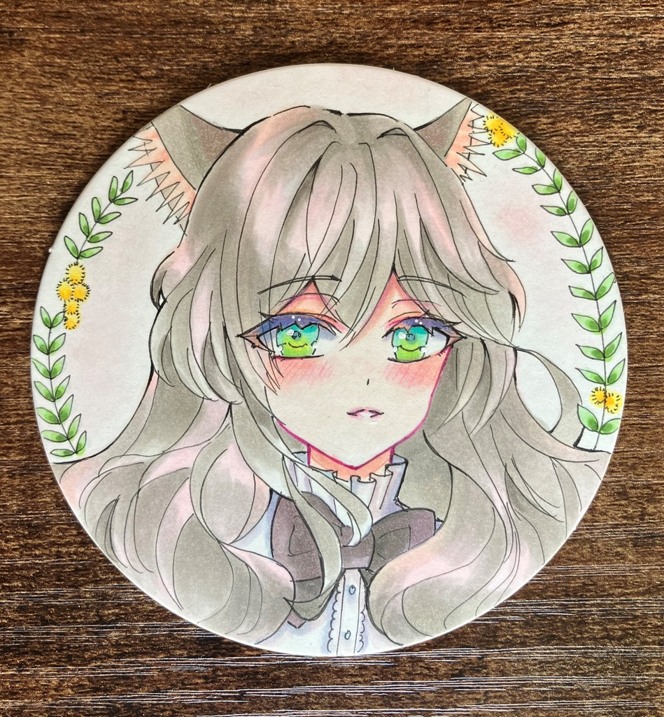 手描きコピックコースター コピック原画 アナログねこちゃん