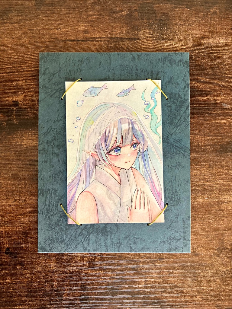 透明水彩原画 八百比丘尼さん 手描き原画限定 はがきサイズ