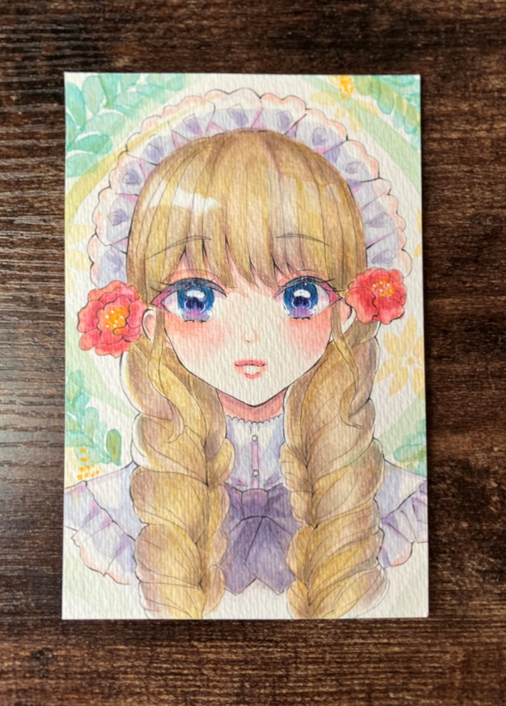 透明水彩原画 手描き原画 原画販売 透明水彩イラスト メイドさん