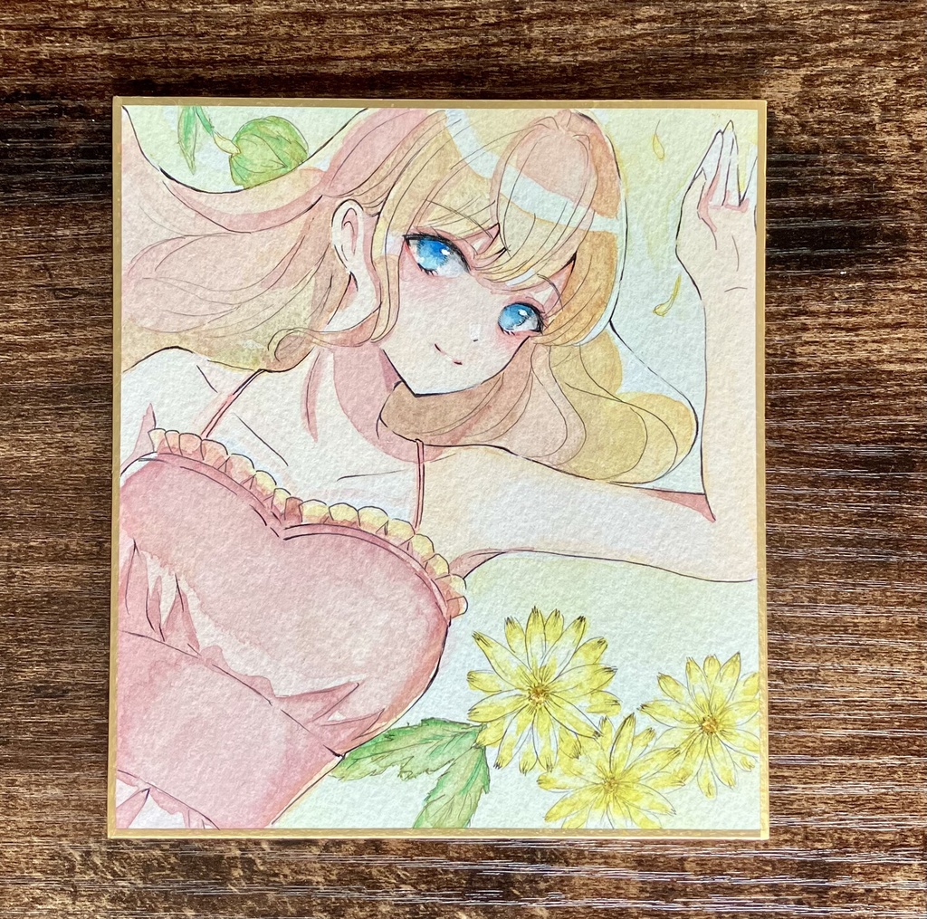 夏の女の子 透明水彩色紙 原画色紙 アナログ色紙