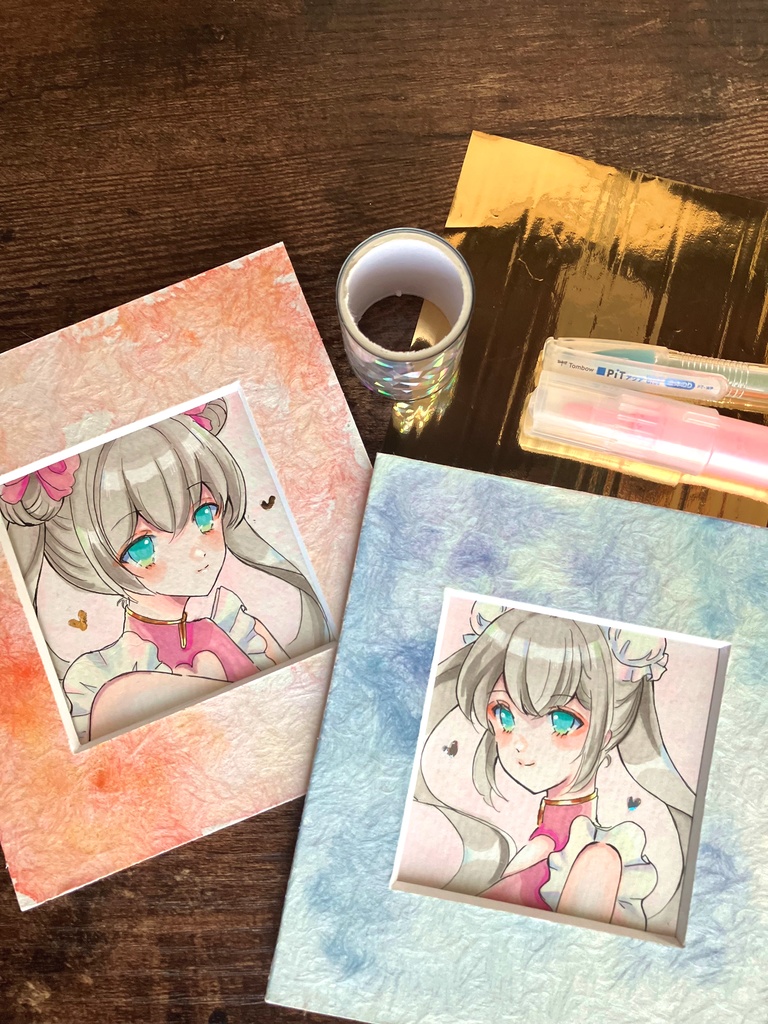 コピック原画 原画販売 手描き原画 (水色マット)