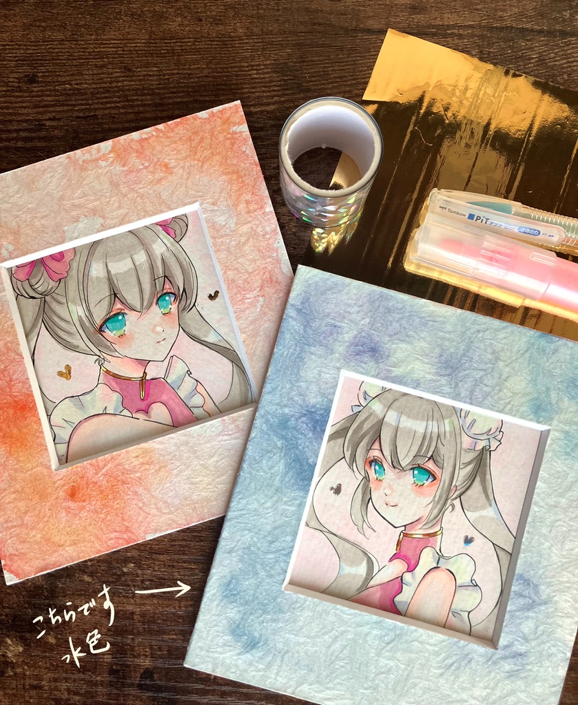コピック原画 原画販売 手描き原画 (水色マット)