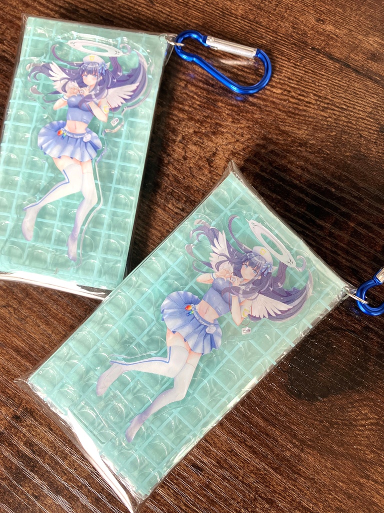 透明水彩原画・手描き原画・額装原画・雫ちゃん・お出かけアクスタ付き・白い額