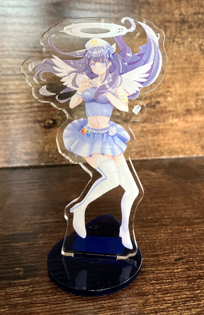 透明水彩原画・手描き原画・額装原画・雫ちゃん・お出かけアクスタ付き・白い額