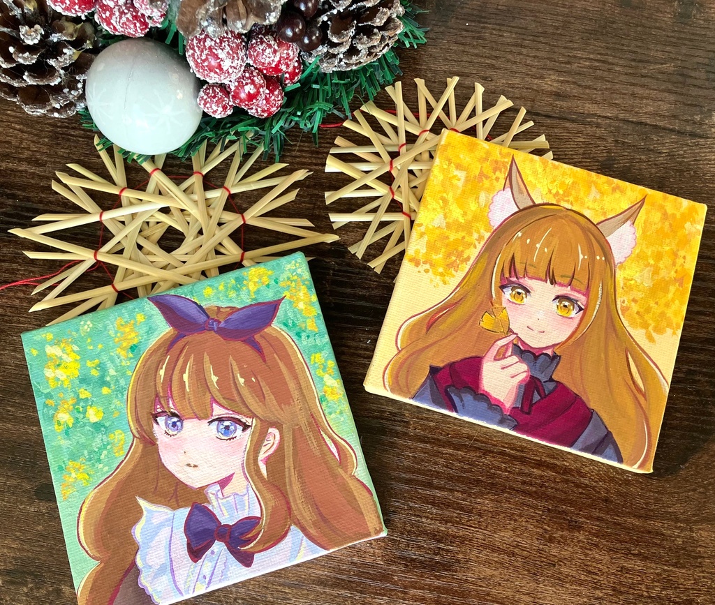 原画キャンバス アクリルガッシュ原画 ミモザさん 原画販売 ミニキャンバス