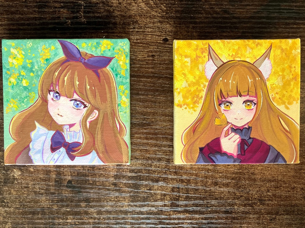 原画キャンバス アクリルガッシュ原画 ミモザさん 原画販売 ミニキャンバス