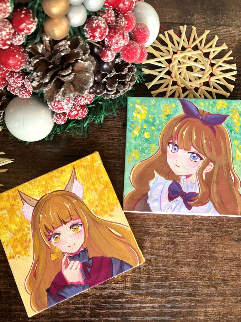 原画キャンバス アクリルガッシュ原画 ミモザさん 原画販売 ミニキャンバス