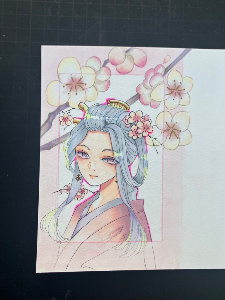 手描き原画 コピック原画 アナログ原画 まだまだ桜が好き(*^^*)