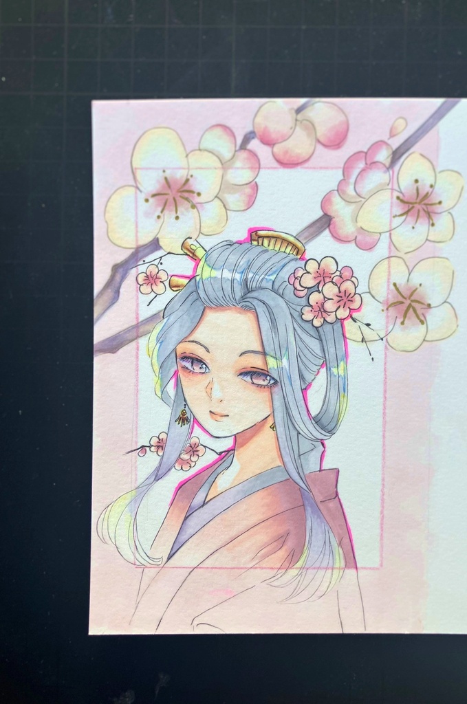 手描き原画 コピック原画 アナログ原画 まだまだ桜が好き(*^^*)