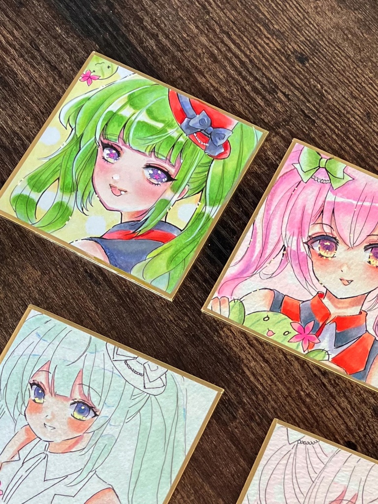 コピック豆色紙　色紙販売　原画販売　色紙原画　ちくりんちゃん見返り