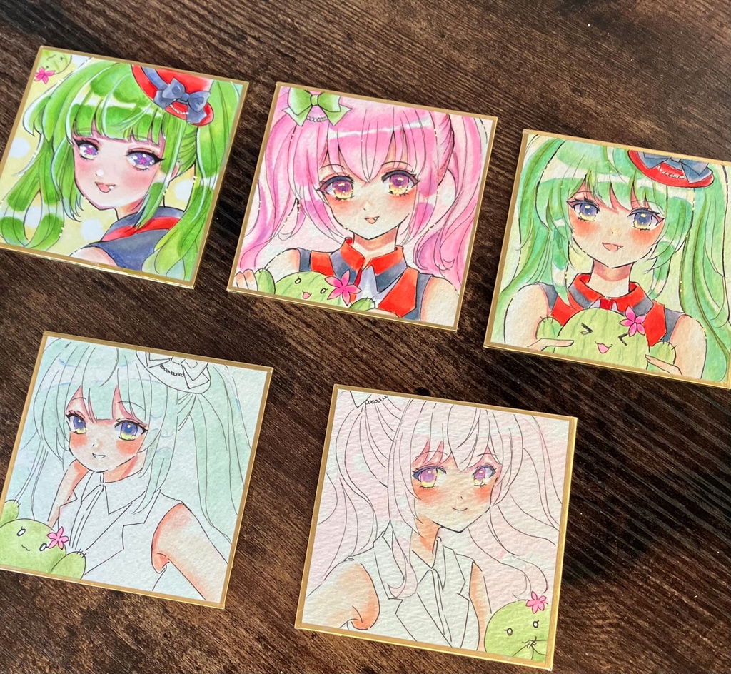 コピック豆色紙 色紙販売 原画販売 色紙原画 ちくりんちゃん見返り