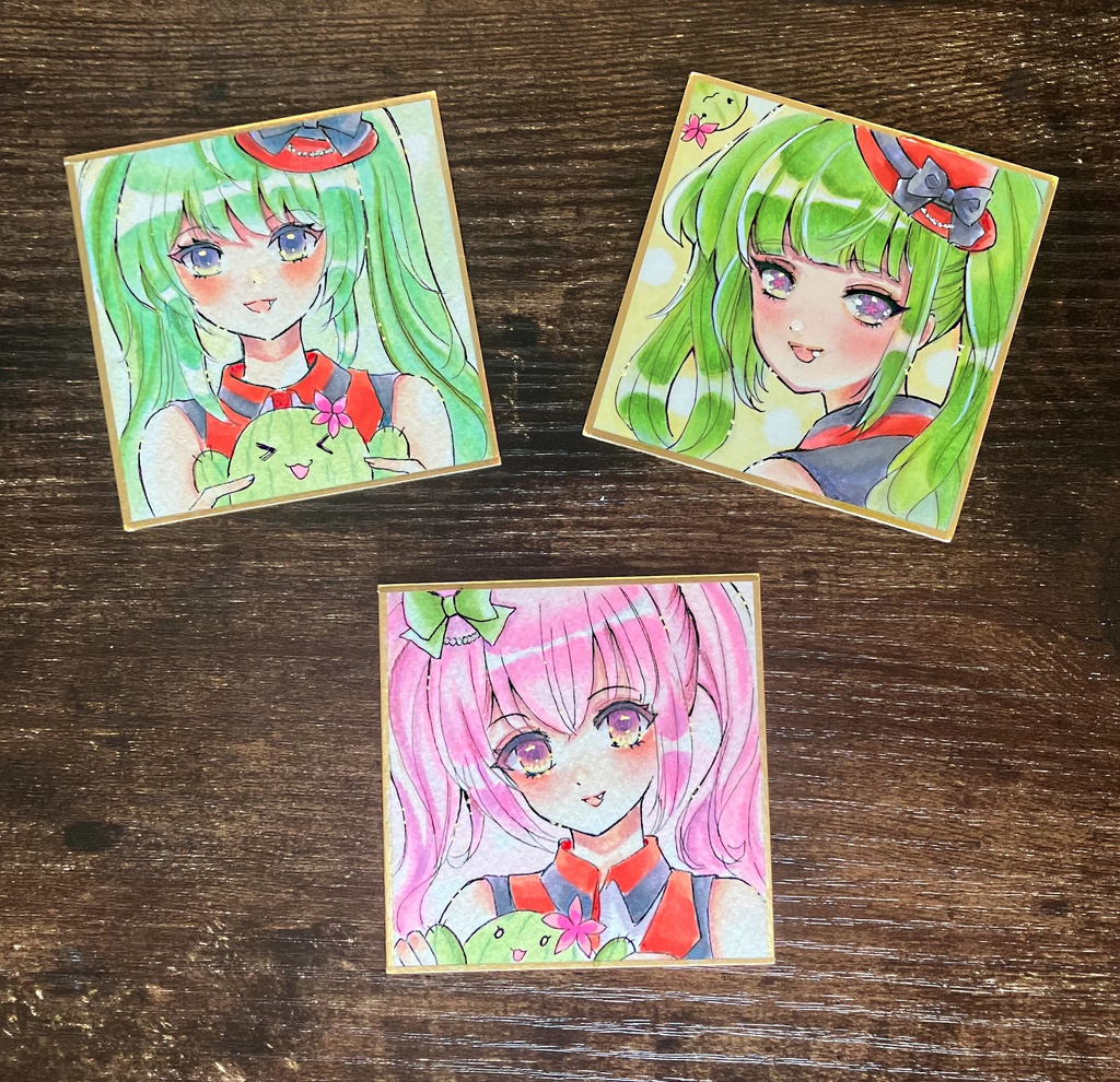 コピック豆色紙 色紙販売 原画販売 色紙原画 ちくりんちゃん見返り