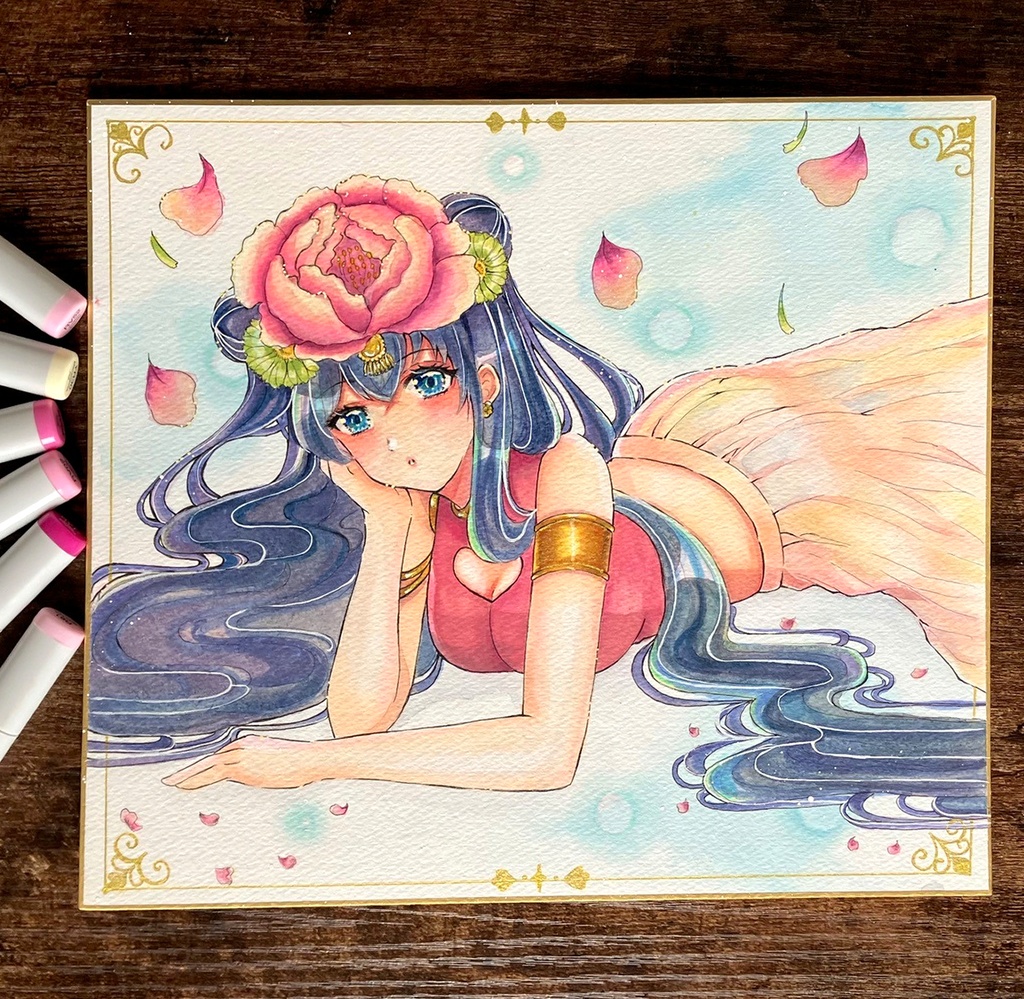 コピック　透明水彩　大色紙　色紙原画　原画販売　原画販売
