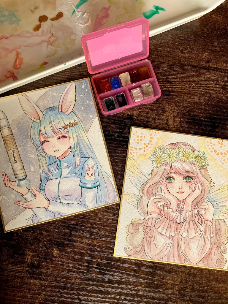【手描きイラスト原画】~トンボの女神~(透明水彩/色紙一点物)