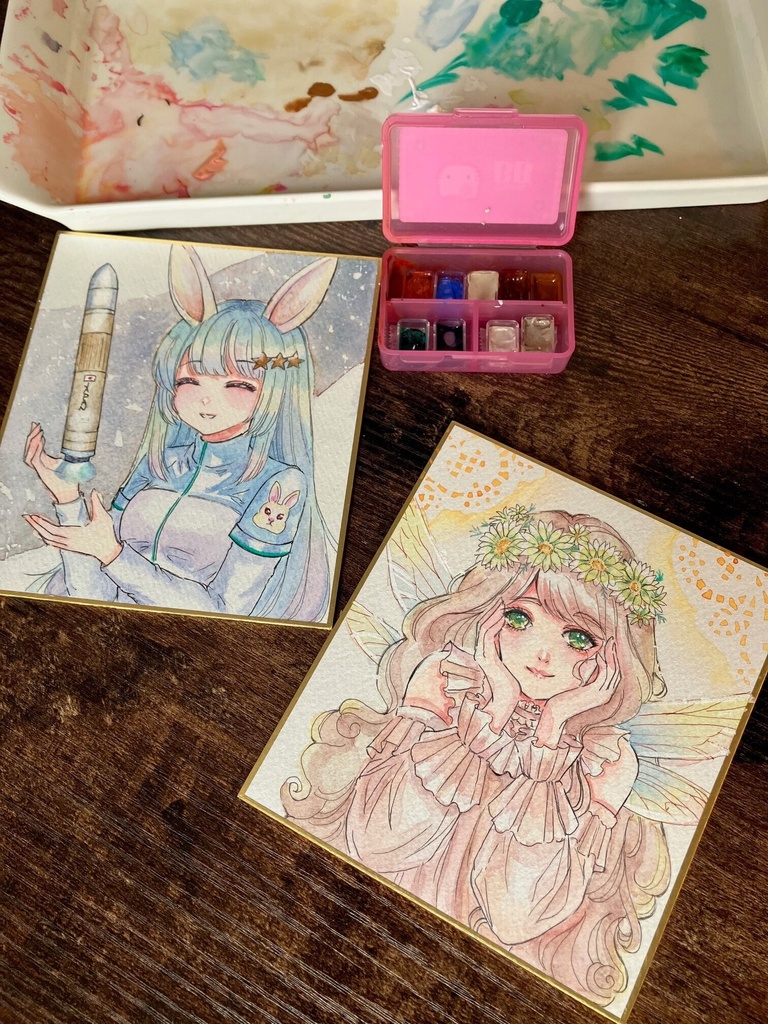 【手描きイラスト原画】~トンボの女神~(透明水彩/色紙一点物)