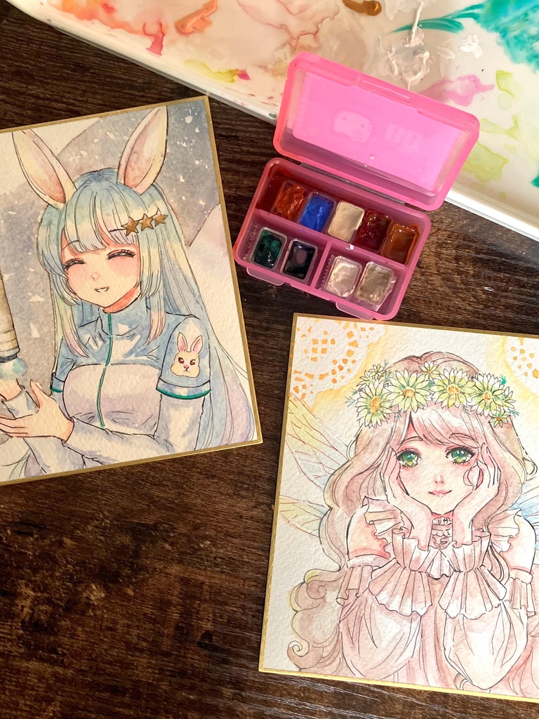 【手描きイラスト原画】~トンボの女神~(透明水彩/色紙一点物)