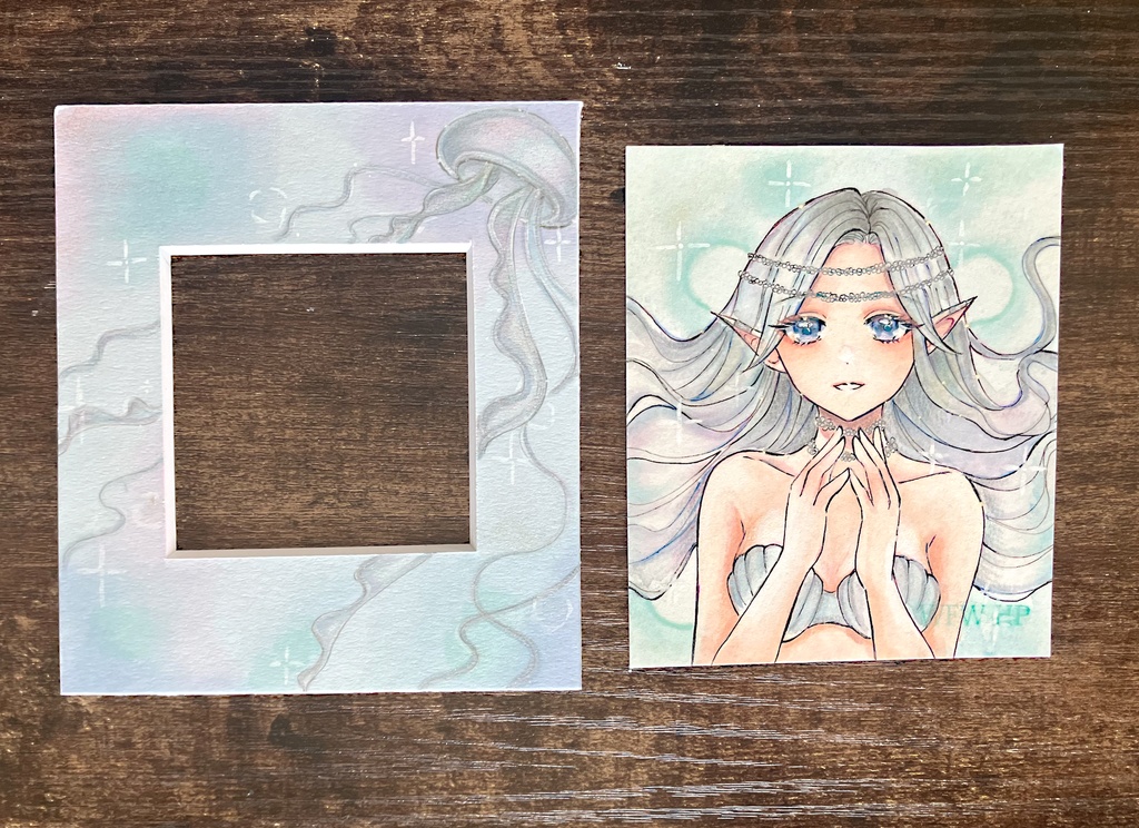 【原画】深海の祈り(手描きマット寸松庵サイズ)コピック原画手描き一点物