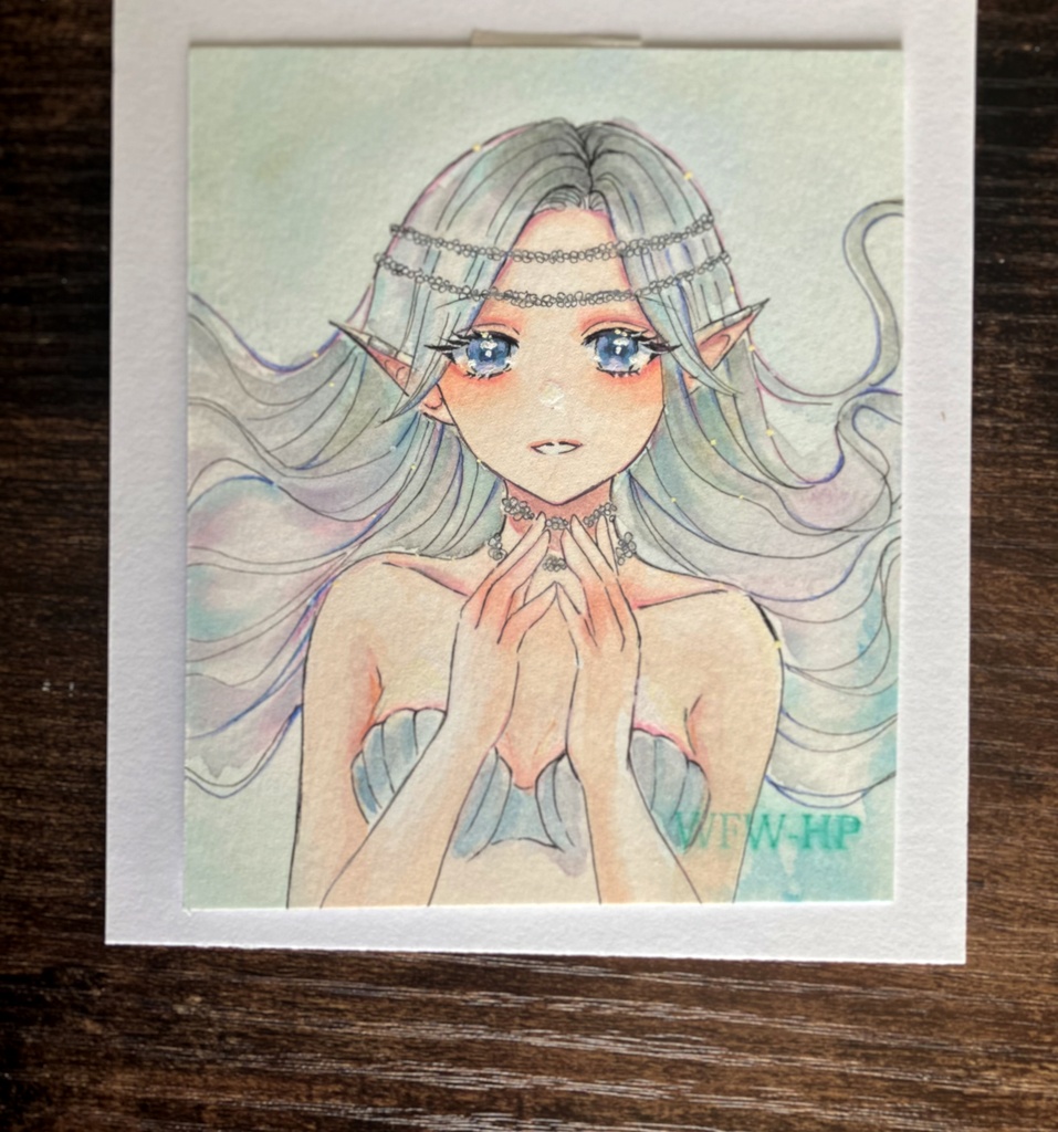 【原画】深海の祈り(手描きマット寸松庵サイズ)コピック原画手描き一点物