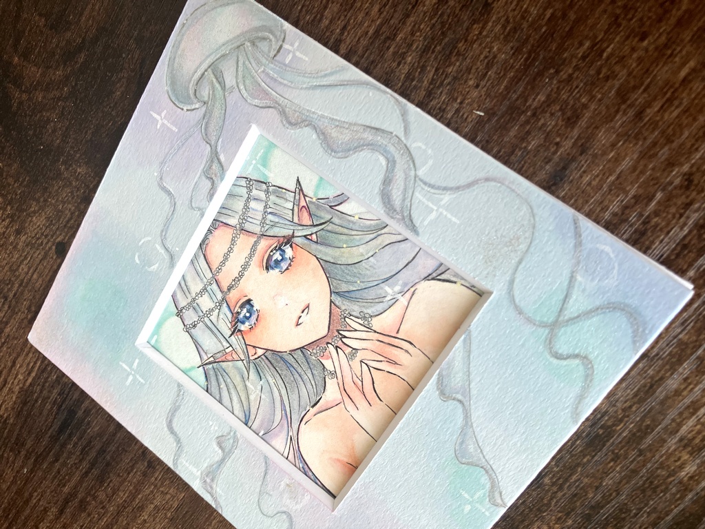 【原画】深海の祈り(手描きマット寸松庵サイズ)コピック原画手描き一点物