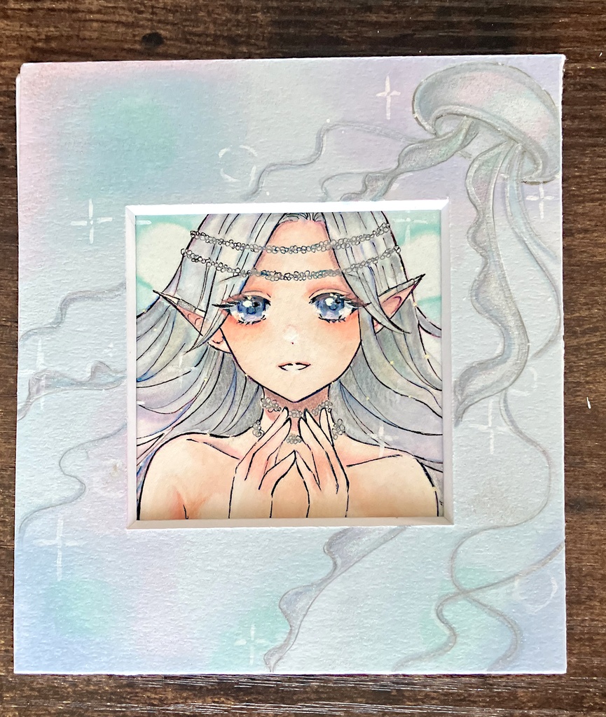 【原画】深海の祈り(手描きマット寸松庵サイズ)コピック原画手描き一点物