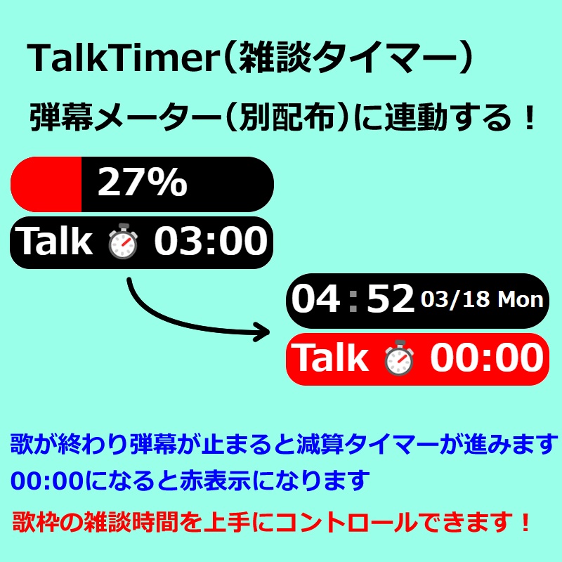 【有料280円/無料0円】OBS用 時計と見せかけた弾幕メーター2.0🌈 わんコメ対応