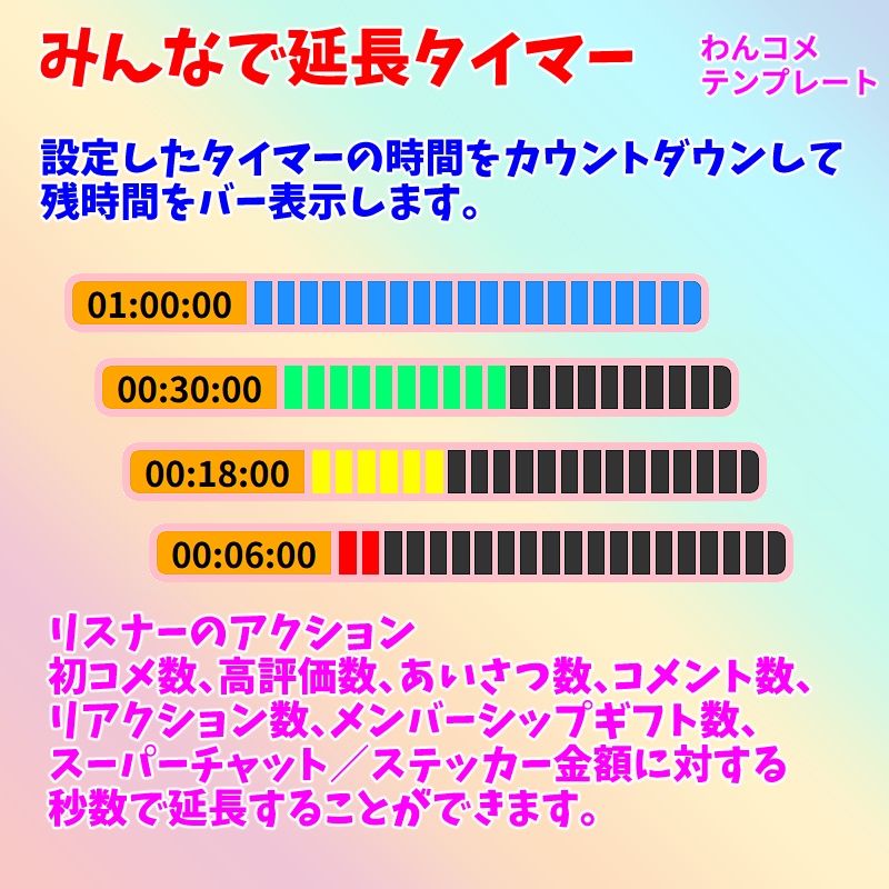 【有料250円】みんなで延長タイマー（わんコメテンプレート）