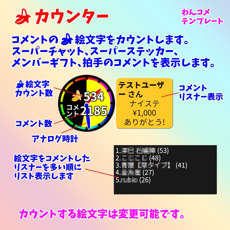 【有料250円】🍌カウンター（わんコメテンプレート）
