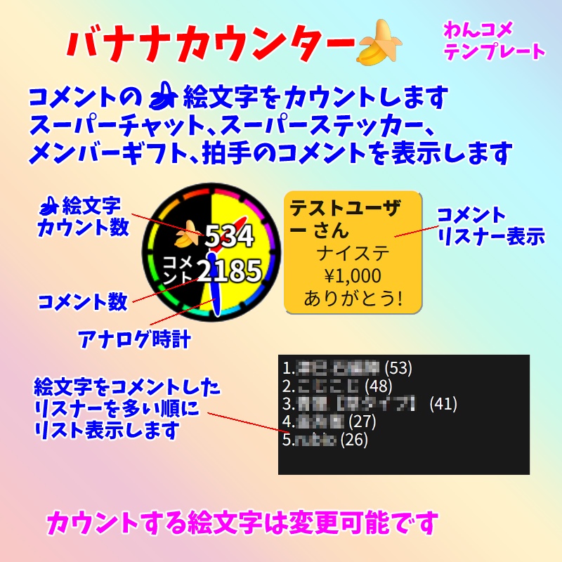 【有料250円】バナナカウンター🍌（わんコメテンプレート）