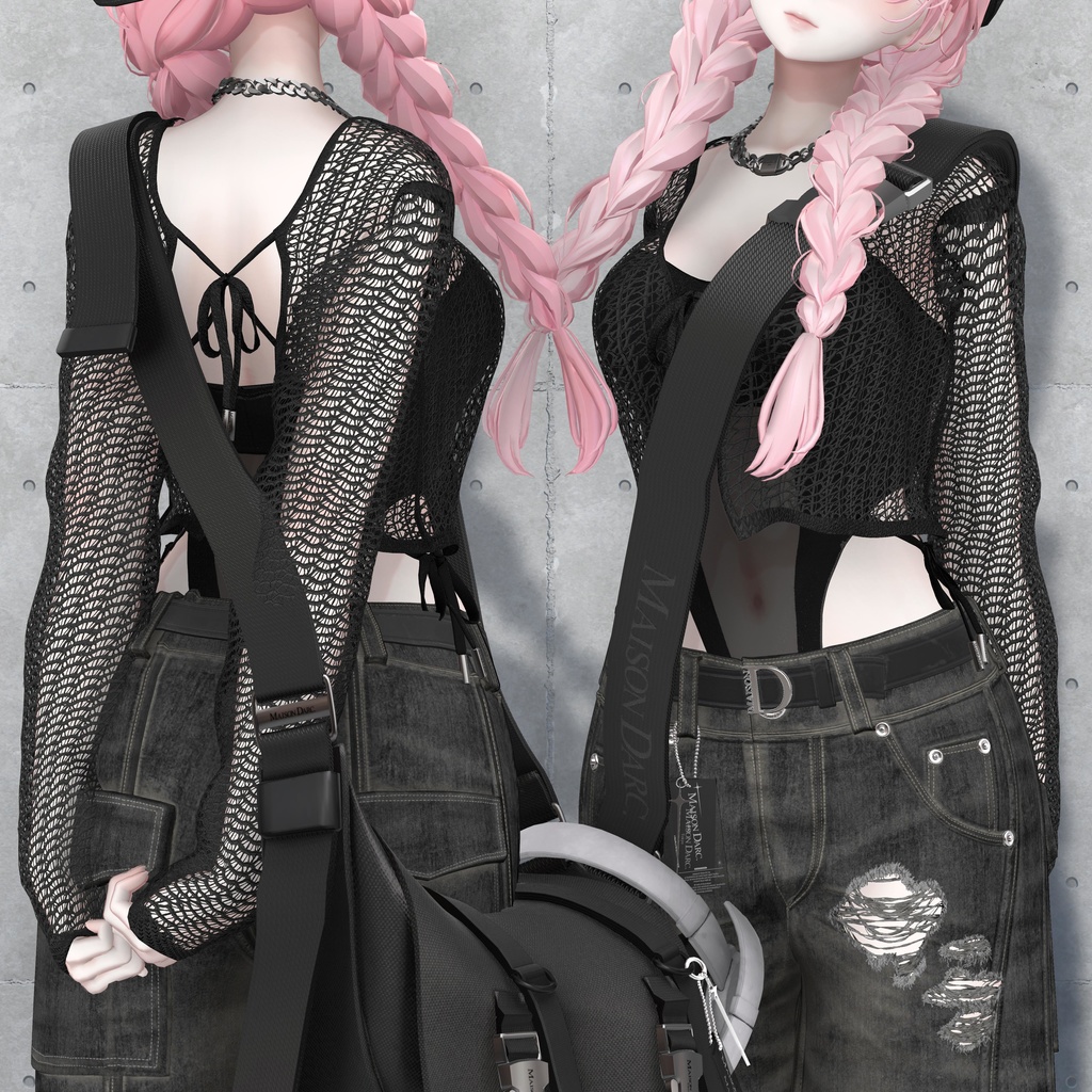 ♞ MESH KNIT TOPS SET With Chain ♞