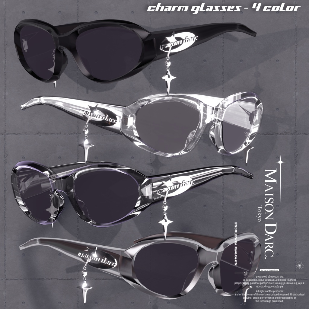 ♘Eyewear - Charm Clear glasses 『Deep Diver』