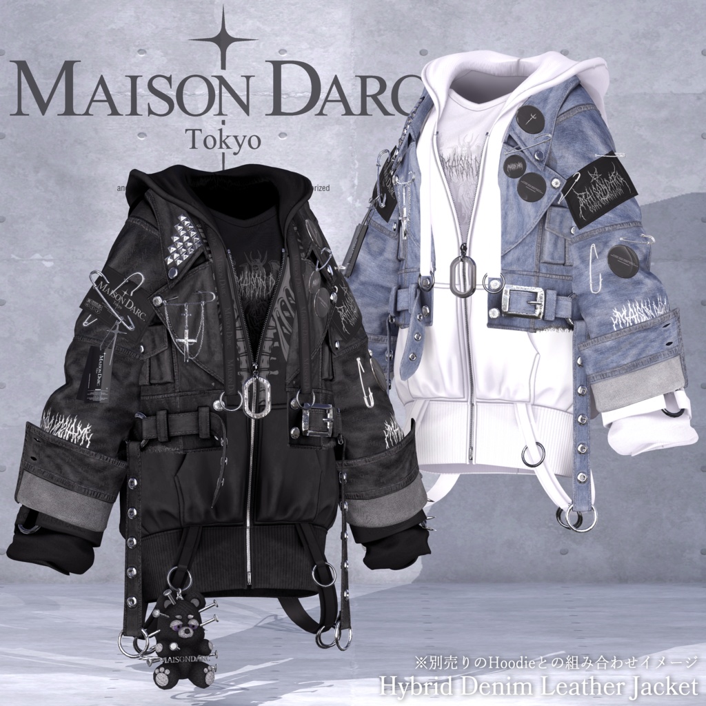 ♘HYBRID DENIM LEATHER JACKET♘