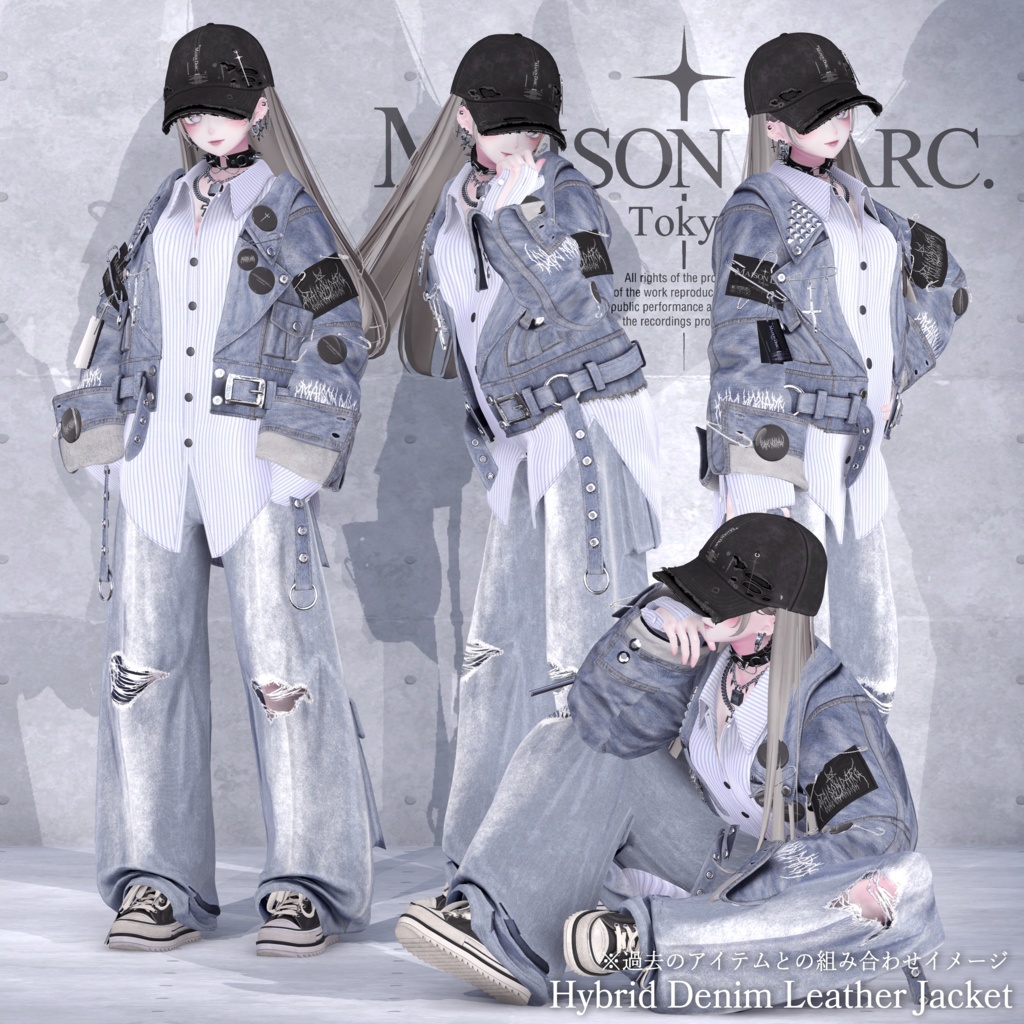 ♘HYBRID DENIM LEATHER JACKET♘