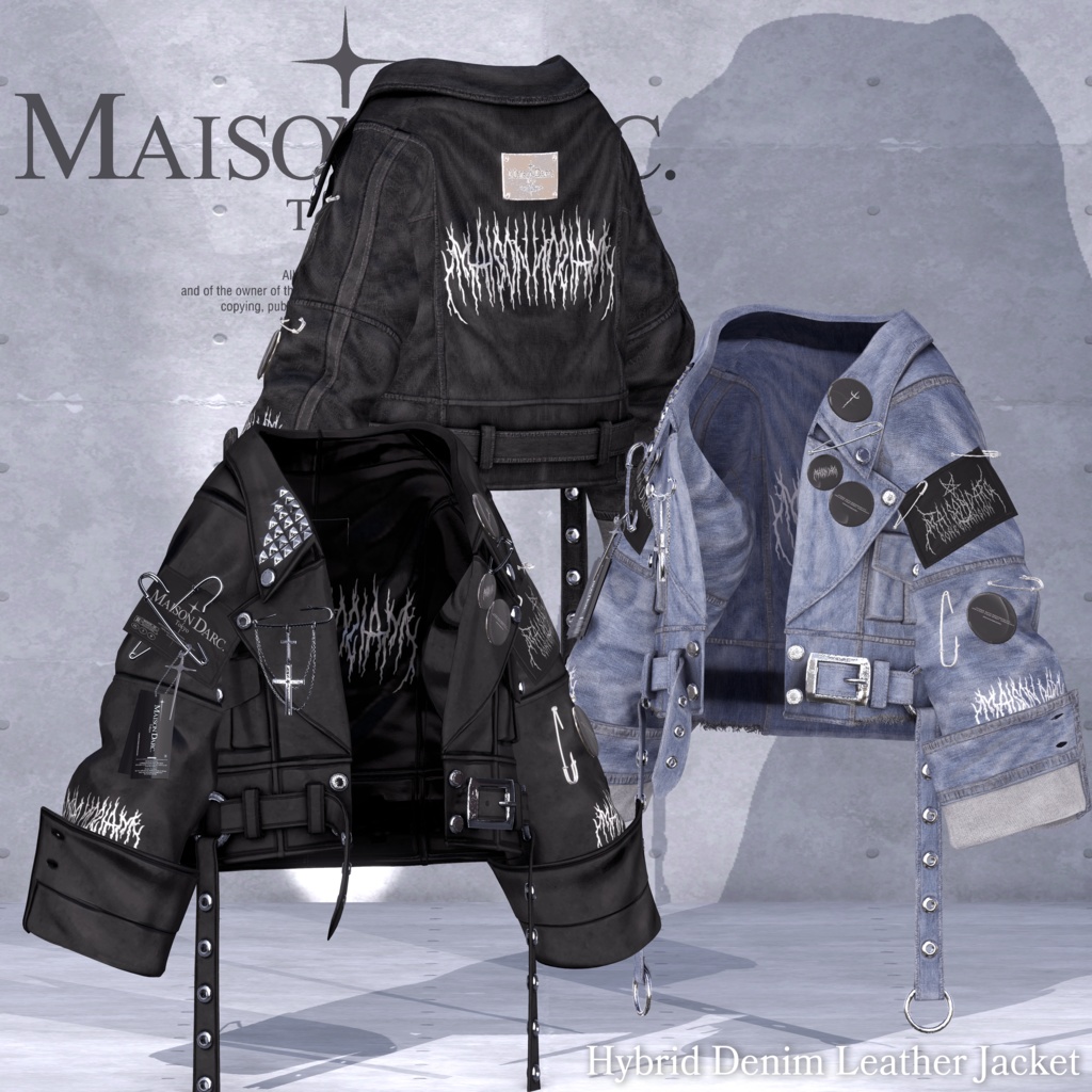 ♘HYBRID DENIM LEATHER JACKET♘