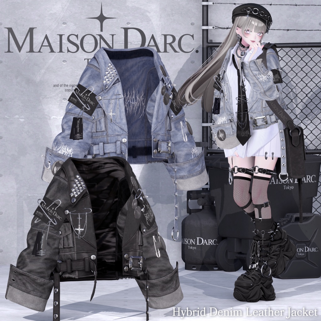 ♘HYBRID DENIM LEATHER JACKET♘