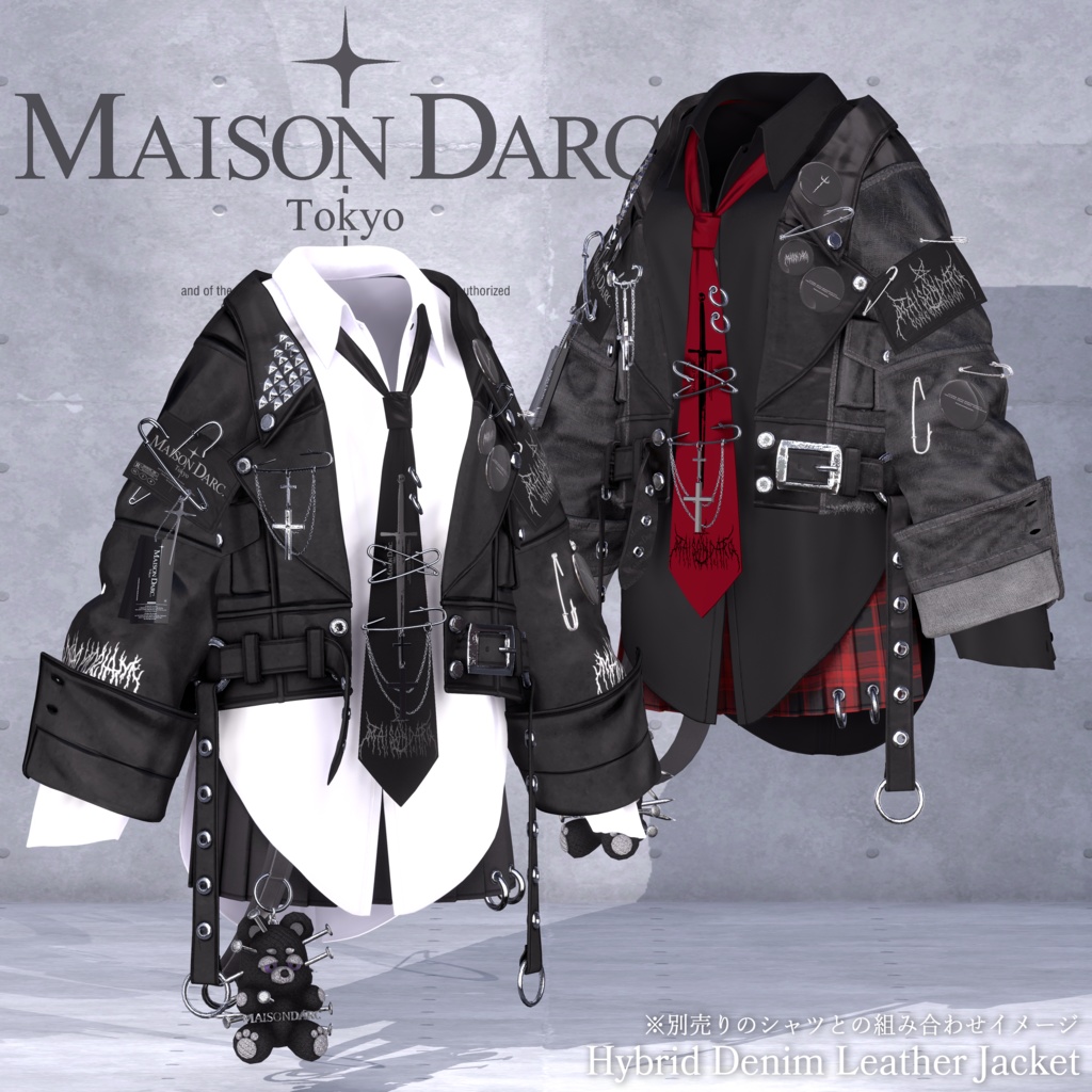 ♘HYBRID DENIM LEATHER JACKET♘