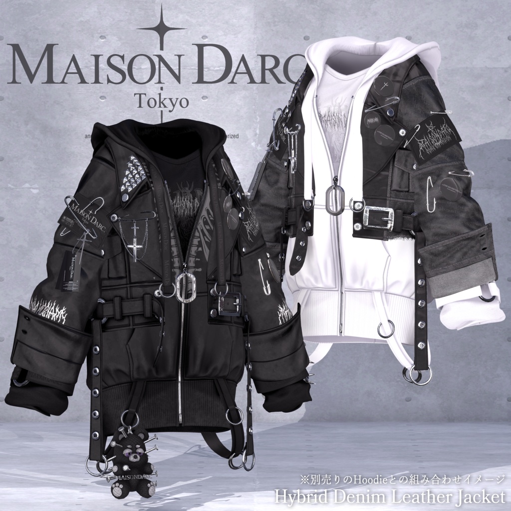 ♘HYBRID DENIM LEATHER JACKET♘