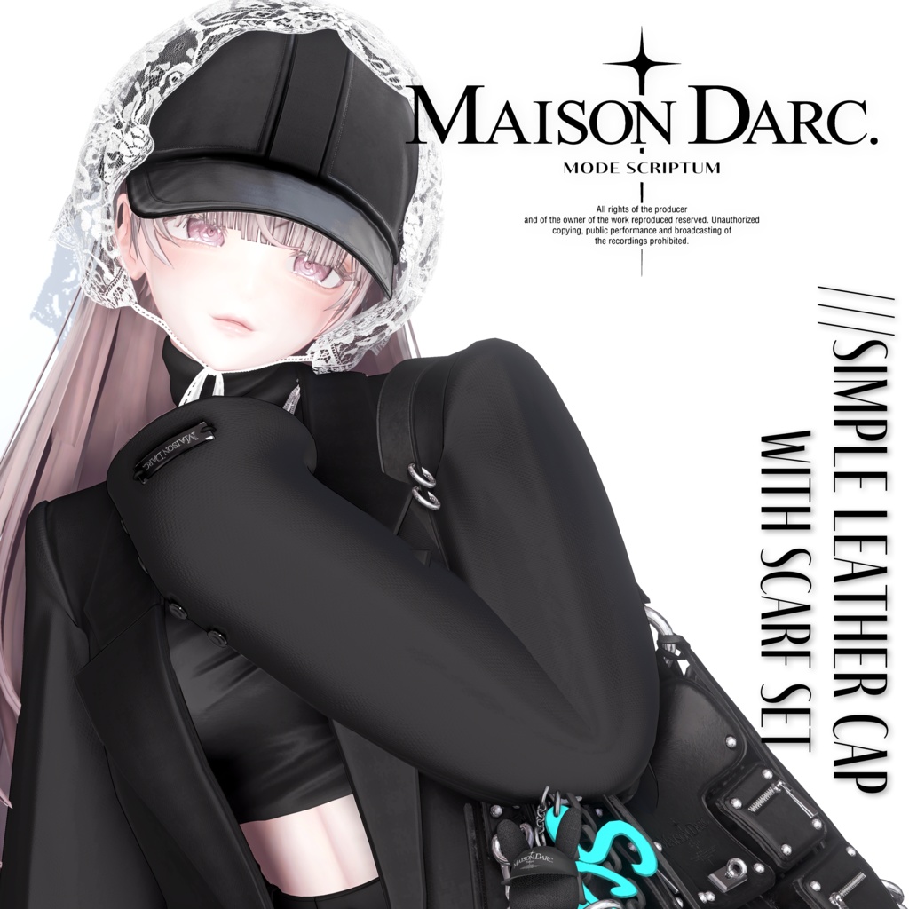 ♘MODE SCRIPTUM /// SIMPLE LEATHER CAP WITH SCARF SET ♘